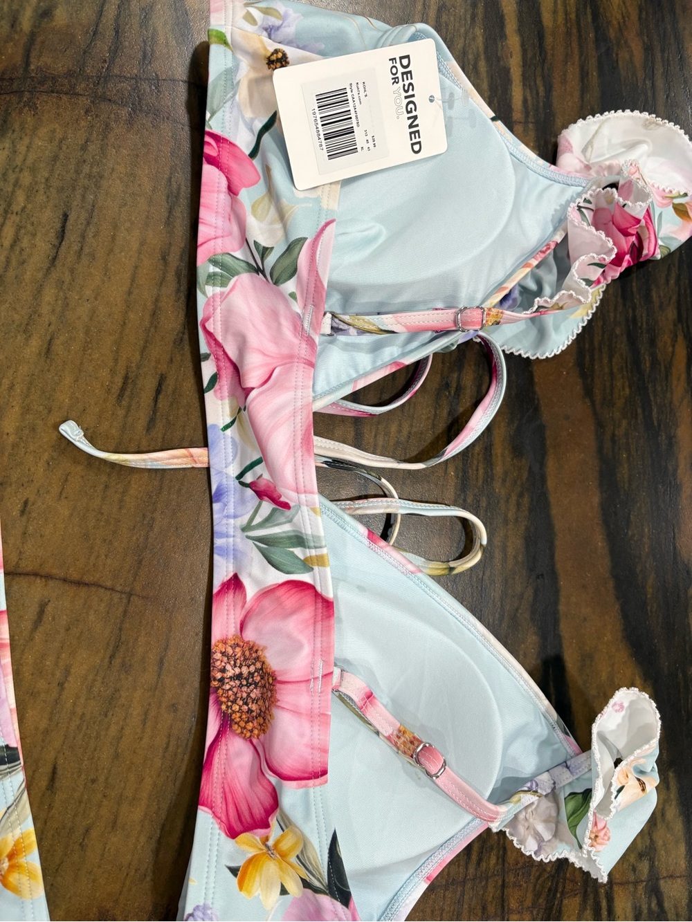 Cupshe Light Blue Floral Ruffle Tie-Front Bikini - Picture 9 of 10